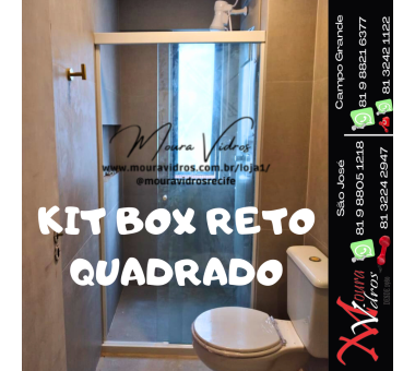 BOX RETO FRONTAL DE CORRER VIDRO BLINDEX ( TEMPERADO ) PERFIL BRANCO